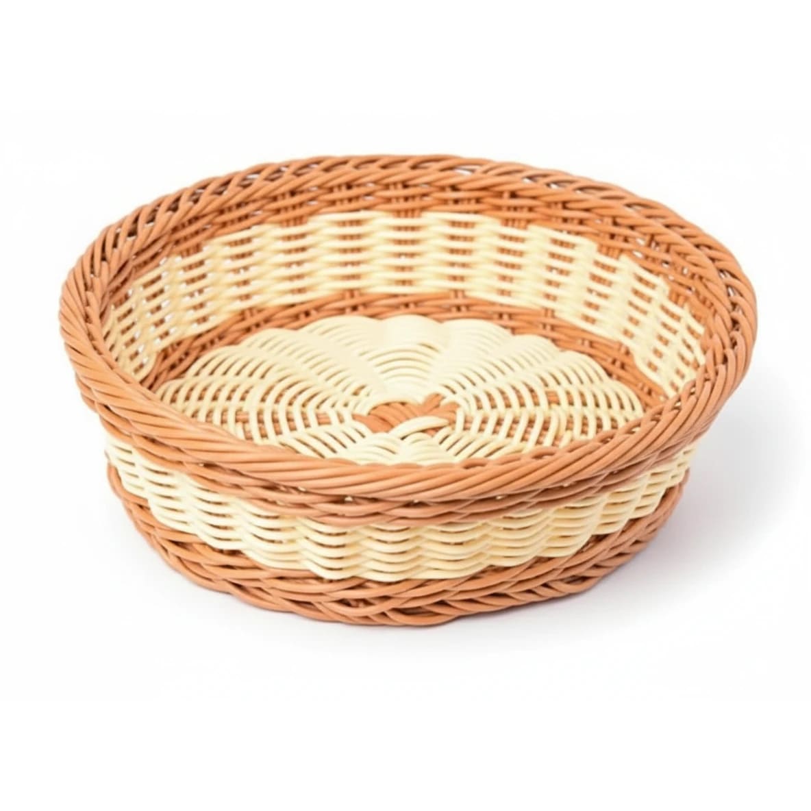 Heavy Round Shaped Polyrattan Basket with Metal Wire - 20x8cm