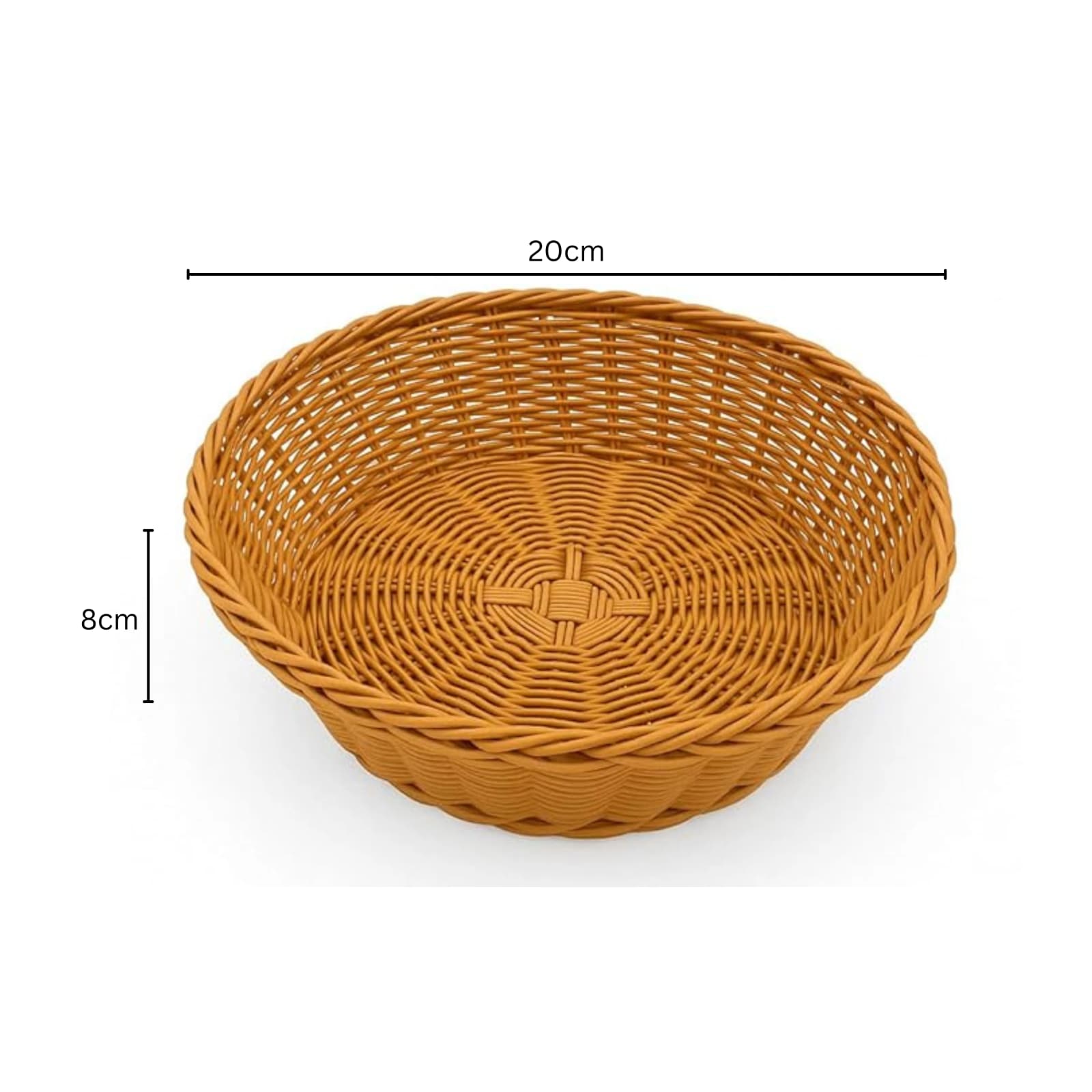 Heavy Round Shaped Polyrattan Basket with Metal Wire - 20x8cm — view 2