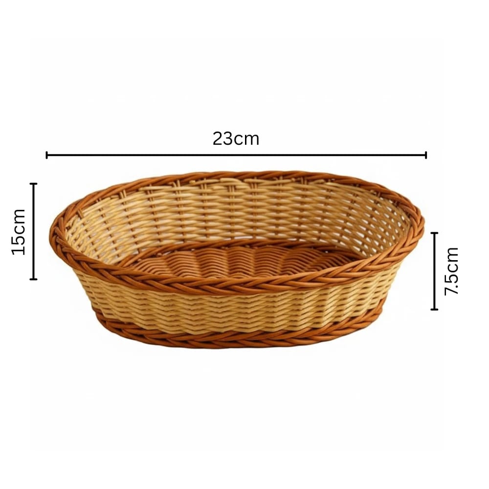 Heavy Oval Shaped Polyrattan Basket with Metal Wire - 23x15x7.5cm — view 2