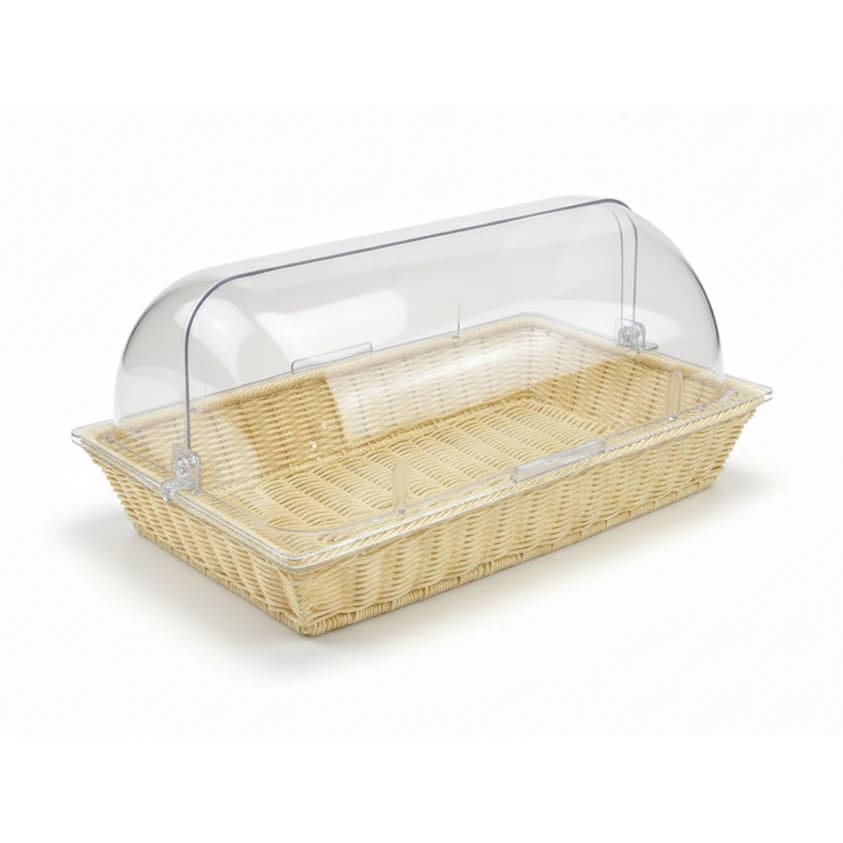Heavy Rectangle Shaped Polyrattan Basket with PC Roll Top Lid (1/1 Full Size) & Metal Wire - 53x32x8cm — view 8