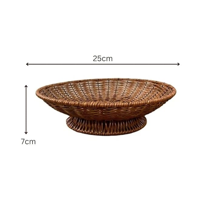 Heavy Round Shaped Polyrattan Basket with Base Stand & Metal Wire - Walnut Brown — view 2