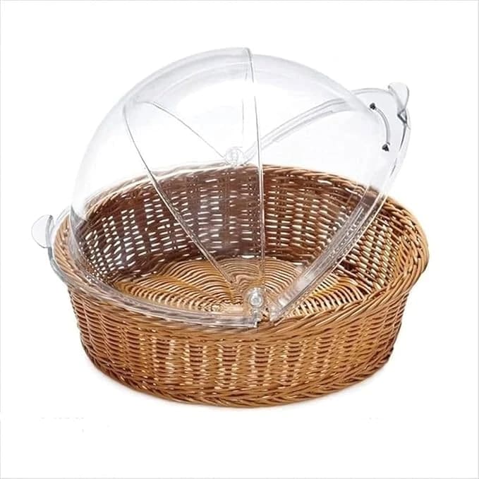 Heavy Round Shaped Polyrattan Basket with PC Roll Top Lid & Metal Wire - 40x10cm — view 6