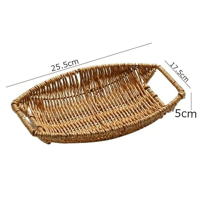Heavy Oval Shaped Polyrattan Basket with Handle & Metal Wire - Walnut Brown — view 2