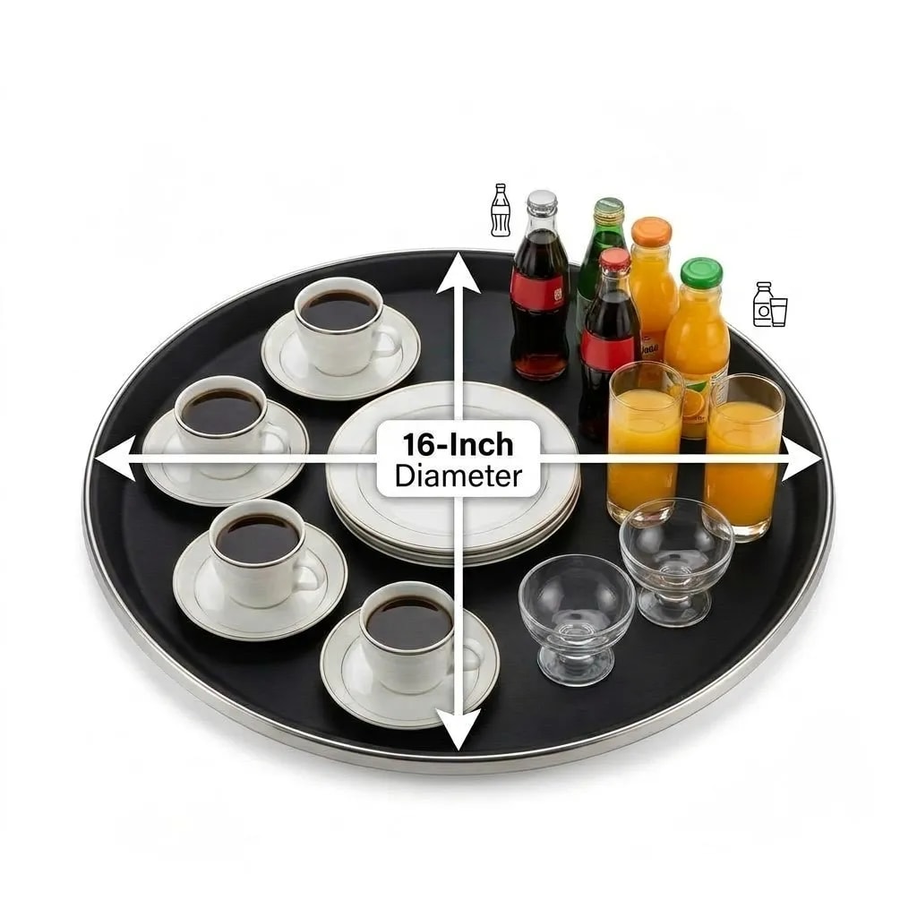 Anti Skid Tray with SS Border - Heavy| Round | 16" — view 2