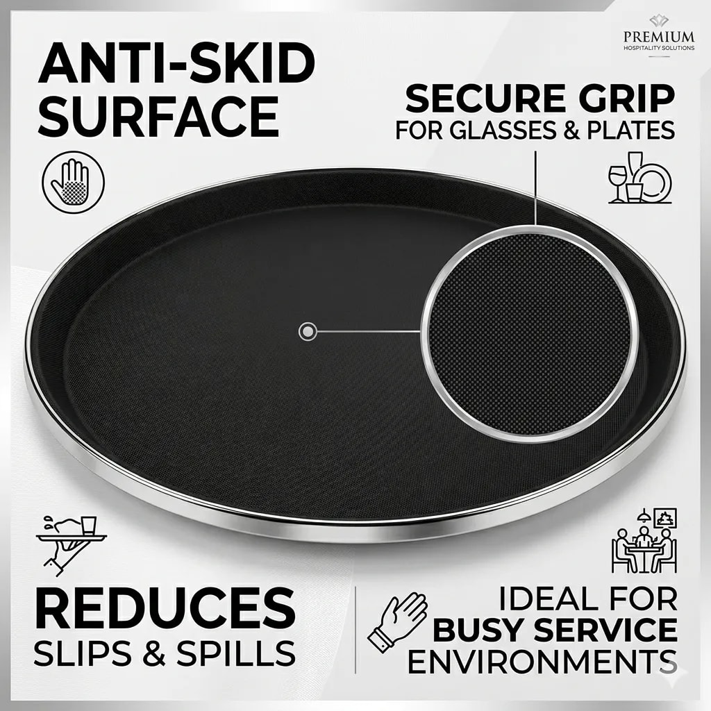 Anti Skid Tray with SS Border - Heavy| Round | 16" — view 3