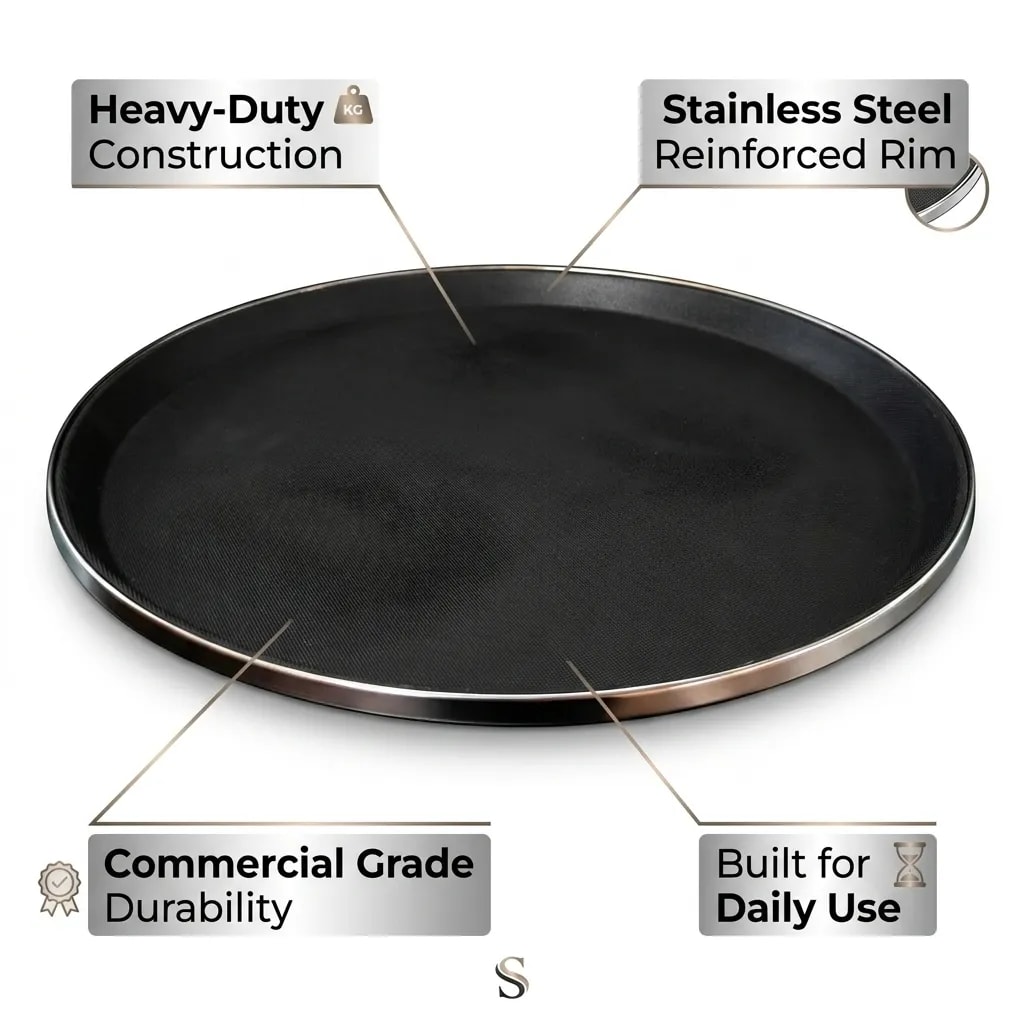 Anti Skid Tray with SS Border - Heavy| Round | 16" — view 4