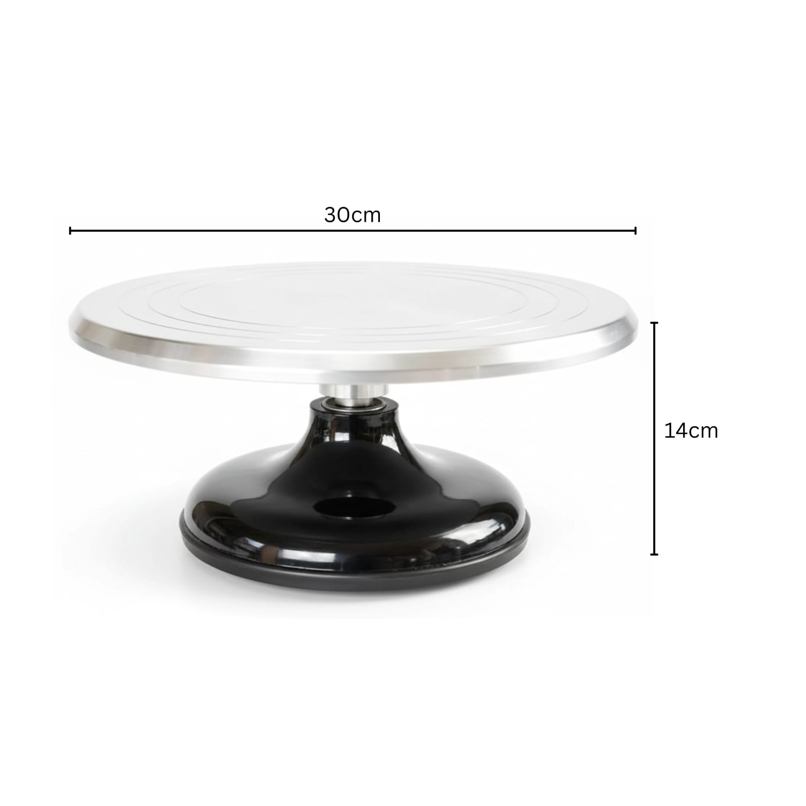 Smooth Rotating Heavy Cake Stand - Aluminium Top | Black Base — view 2