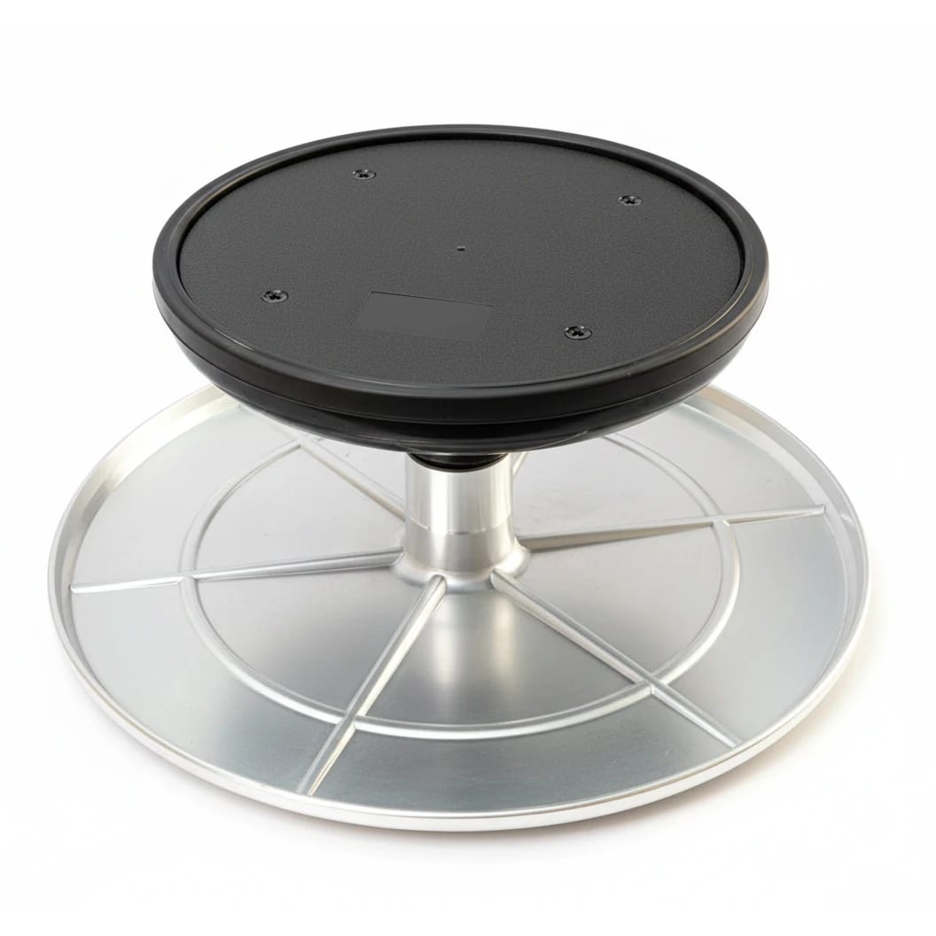 Smooth Rotating Heavy Cake Stand - Aluminium Top | Black Base — view 4