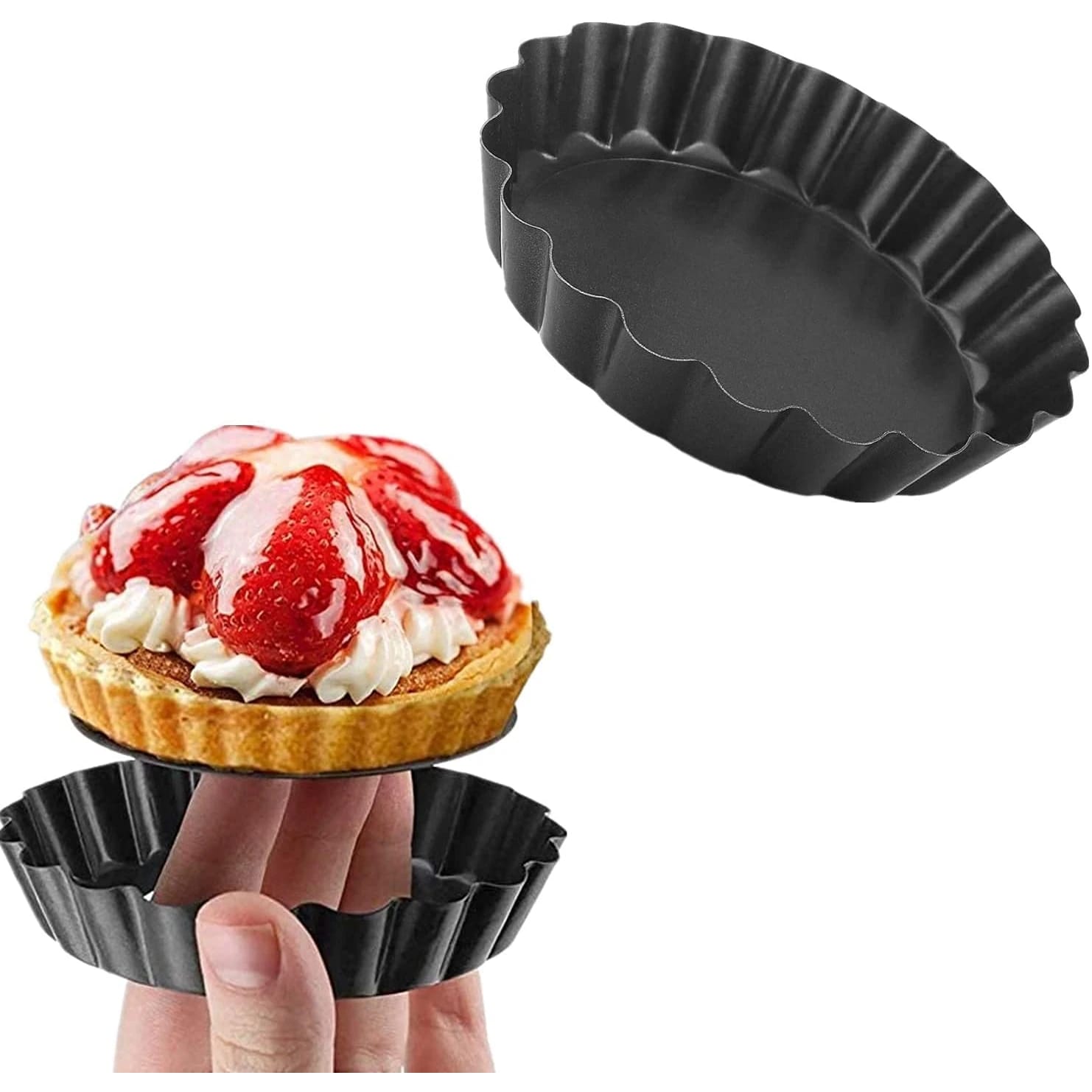 Teflon Pizza Pan Plate with Curvy Edges and Removable Bottom — view 7