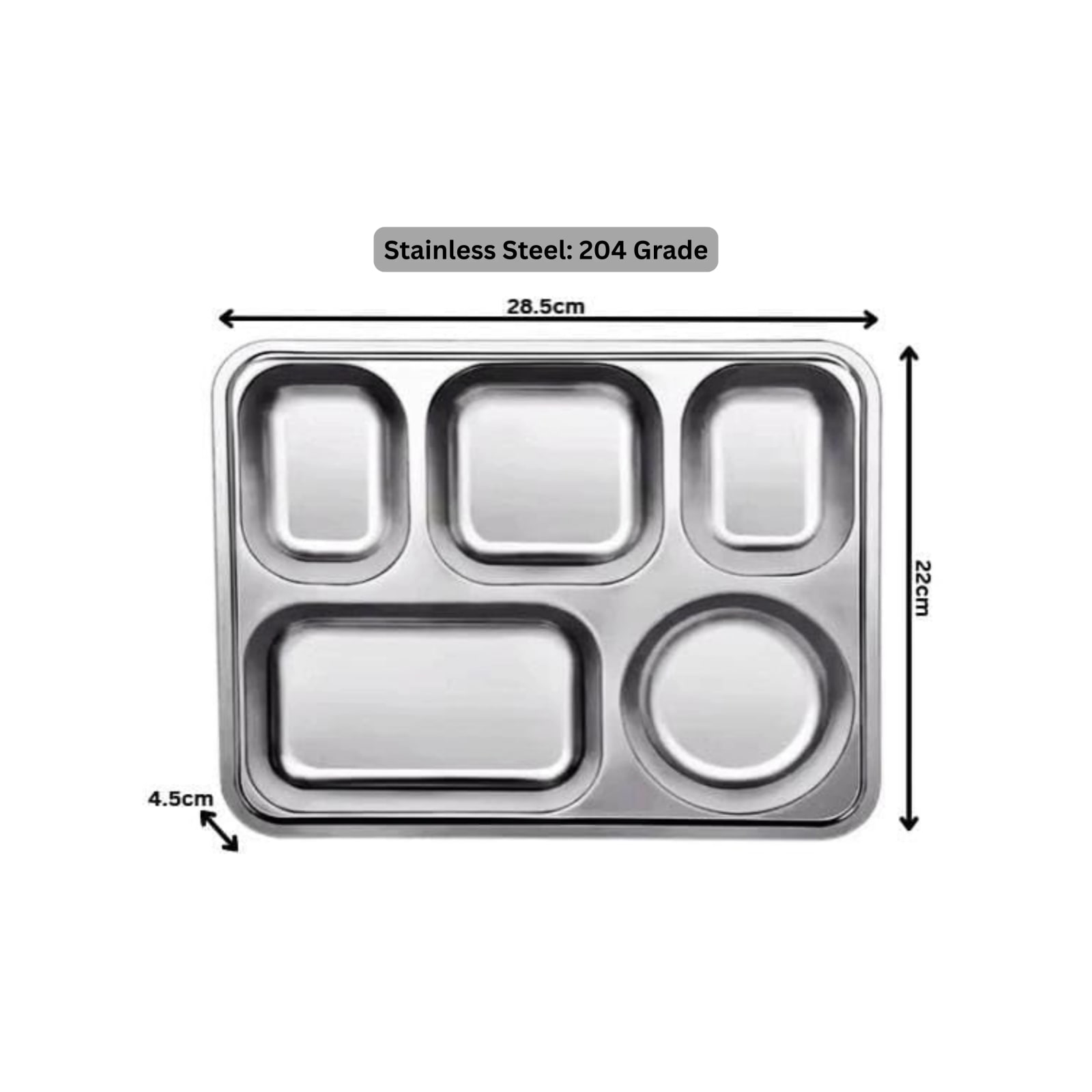 SS Bento/Thali/Meal Box with Lid 5 Compartments — view 2