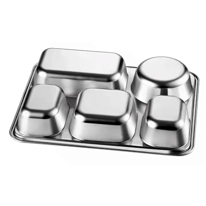 SS Bento/Thali/Meal Box with Lid 5 Compartments — view 5