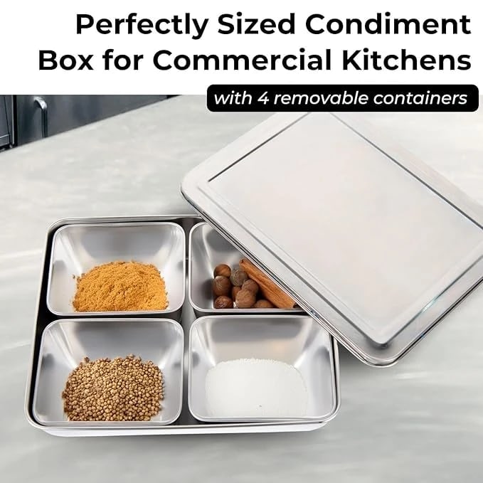SS Condiment/Spice/Masala Box with Lid — view 4