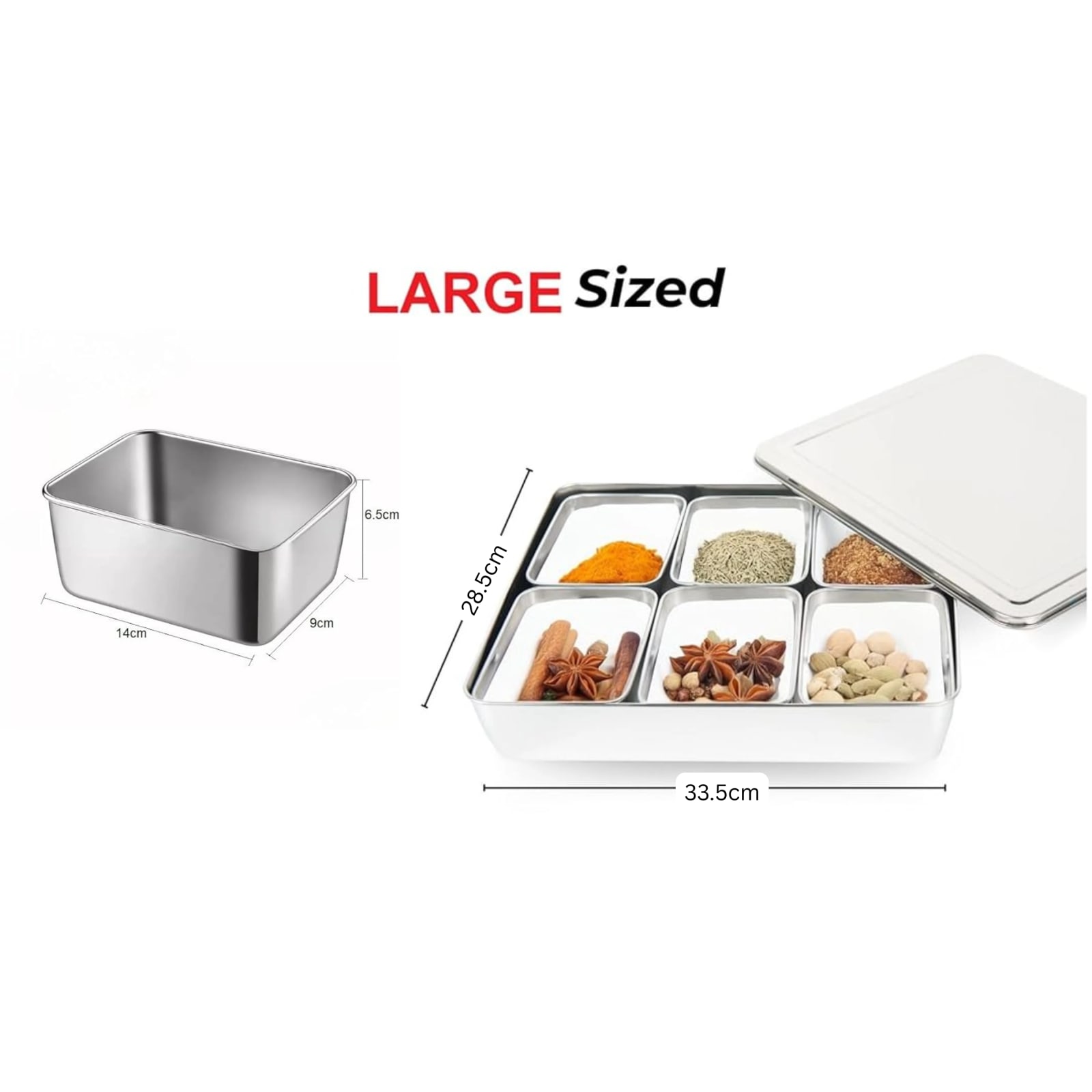 SS Condiment/Spice/Masala Box with Lid — view 2