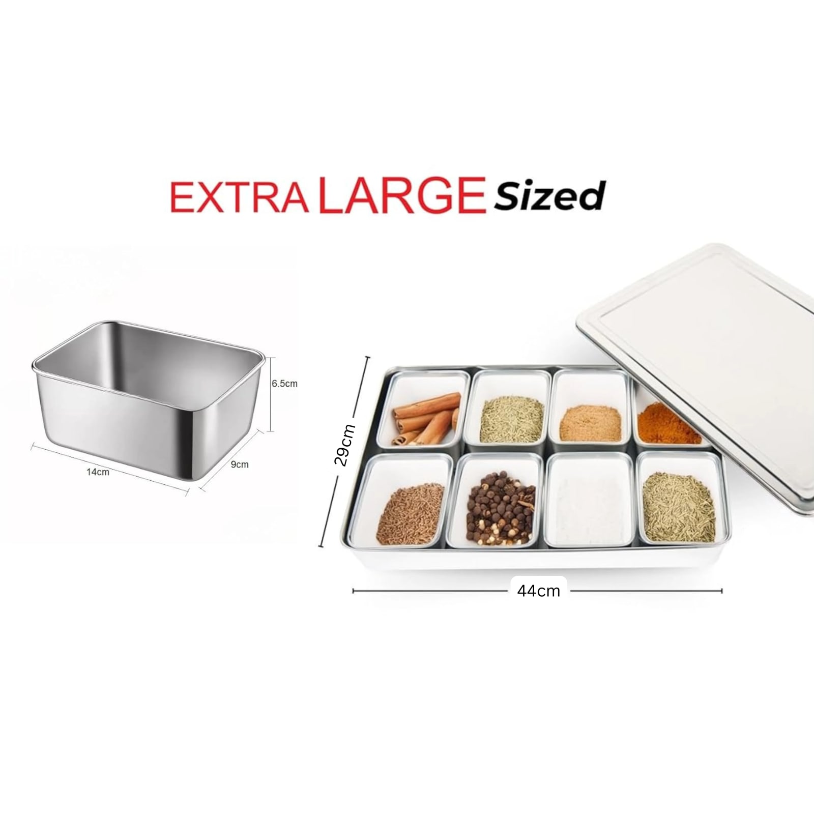 SS Condiment/Spice/Masala Box with Lid — view 2