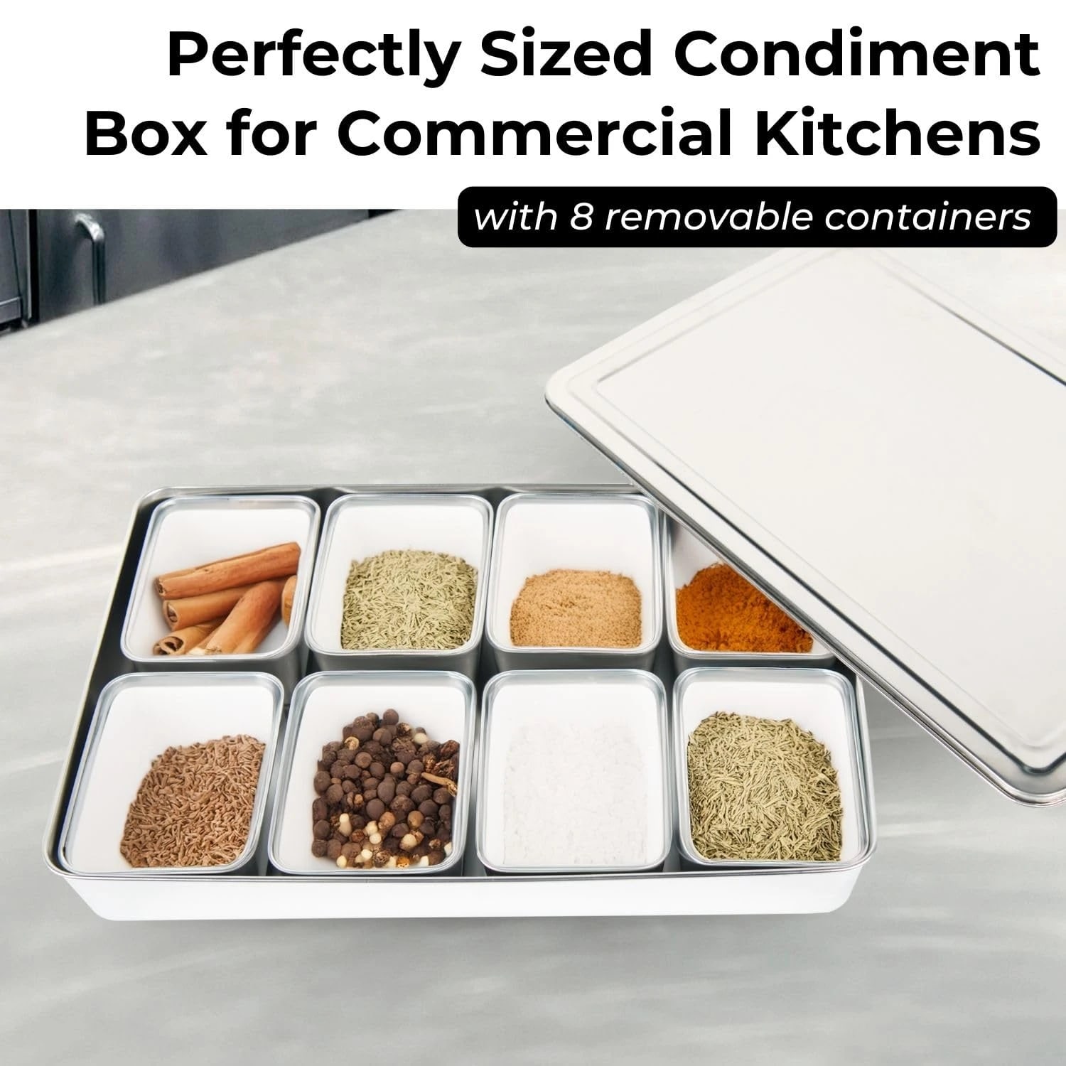 SS Condiment/Spice/Masala Box with Lid — view 4