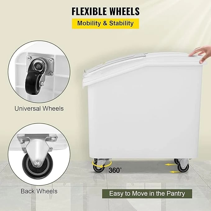 Plastic Ingredient Bin with Wheels & PC Grain Scoop — view 7