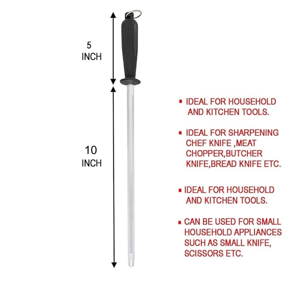 SS Knife Sharpening Rod with Black Handle — view 2