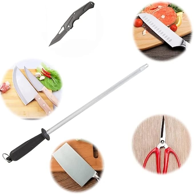SS Knife Sharpening Rod with Black Handle — view 3