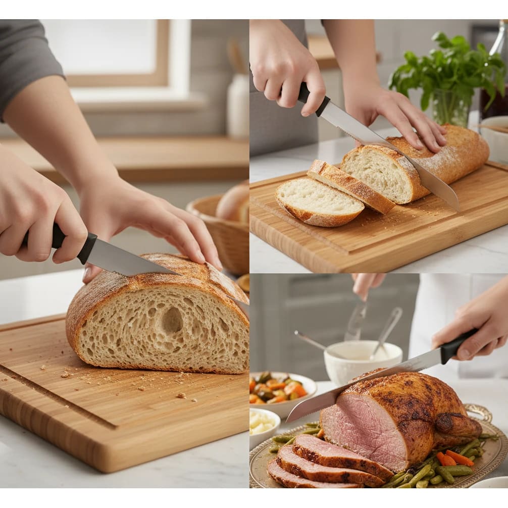 Plastic Black Handle Bread Knife with Small Teeth — view 3