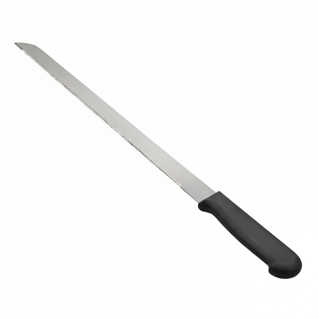 Plastic Black Handle Bread Knife with Small Teeth
