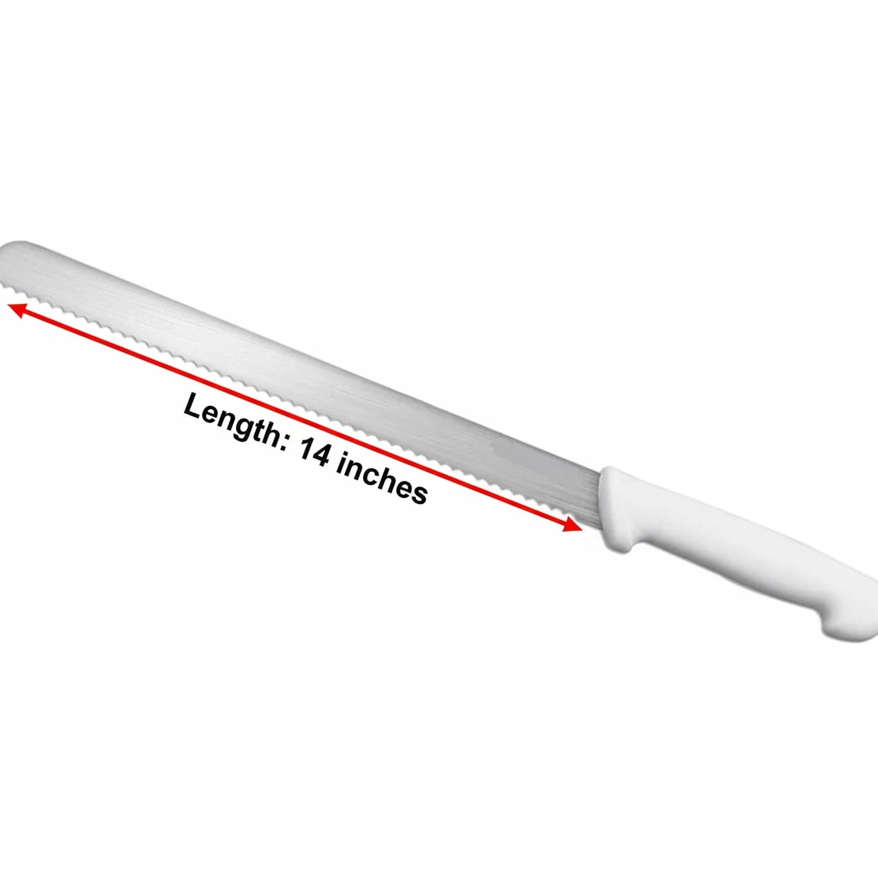 Plastic White Handle Bread Knife with Teeth — view 2