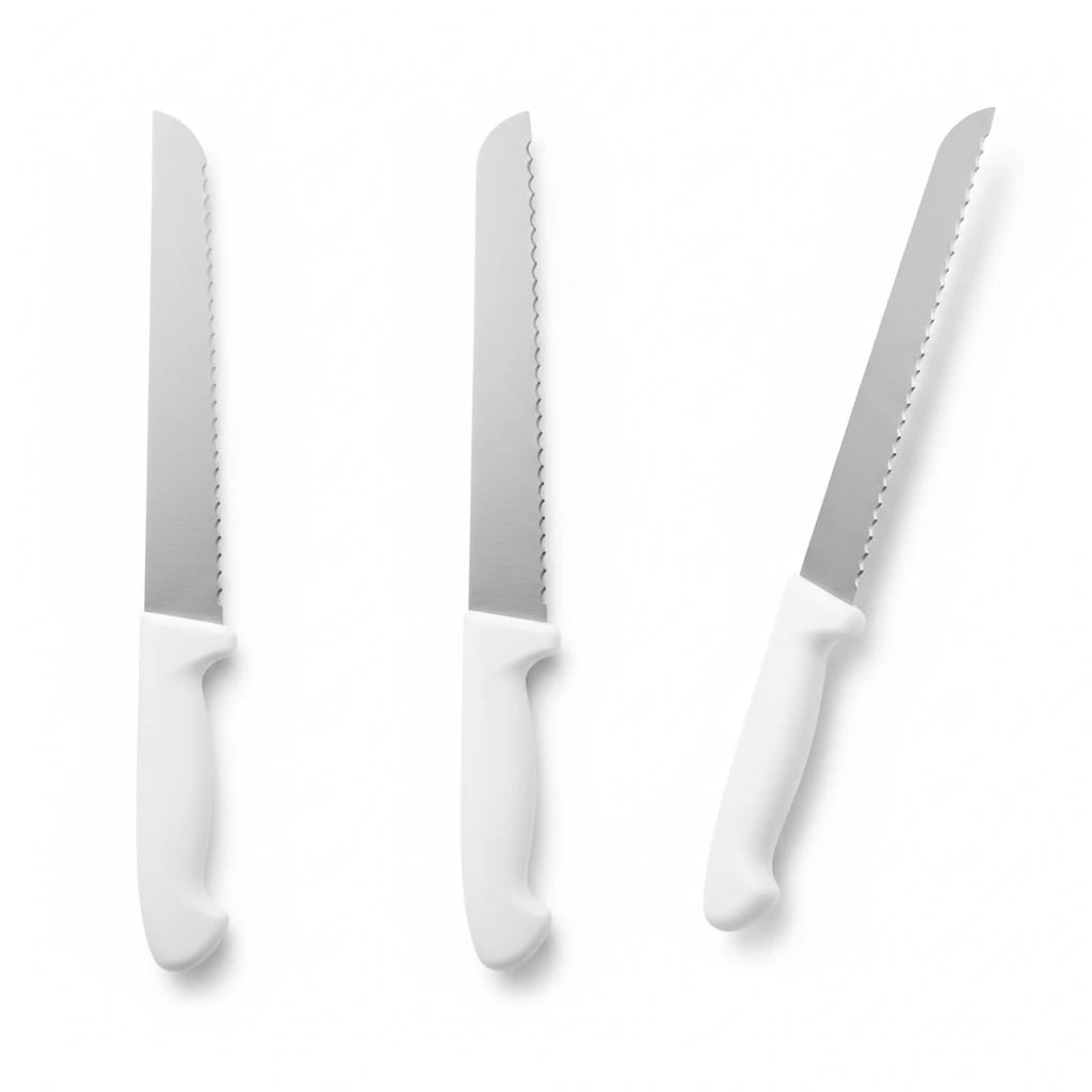 Plastic White Handle Bread Knife with Teeth — view 4