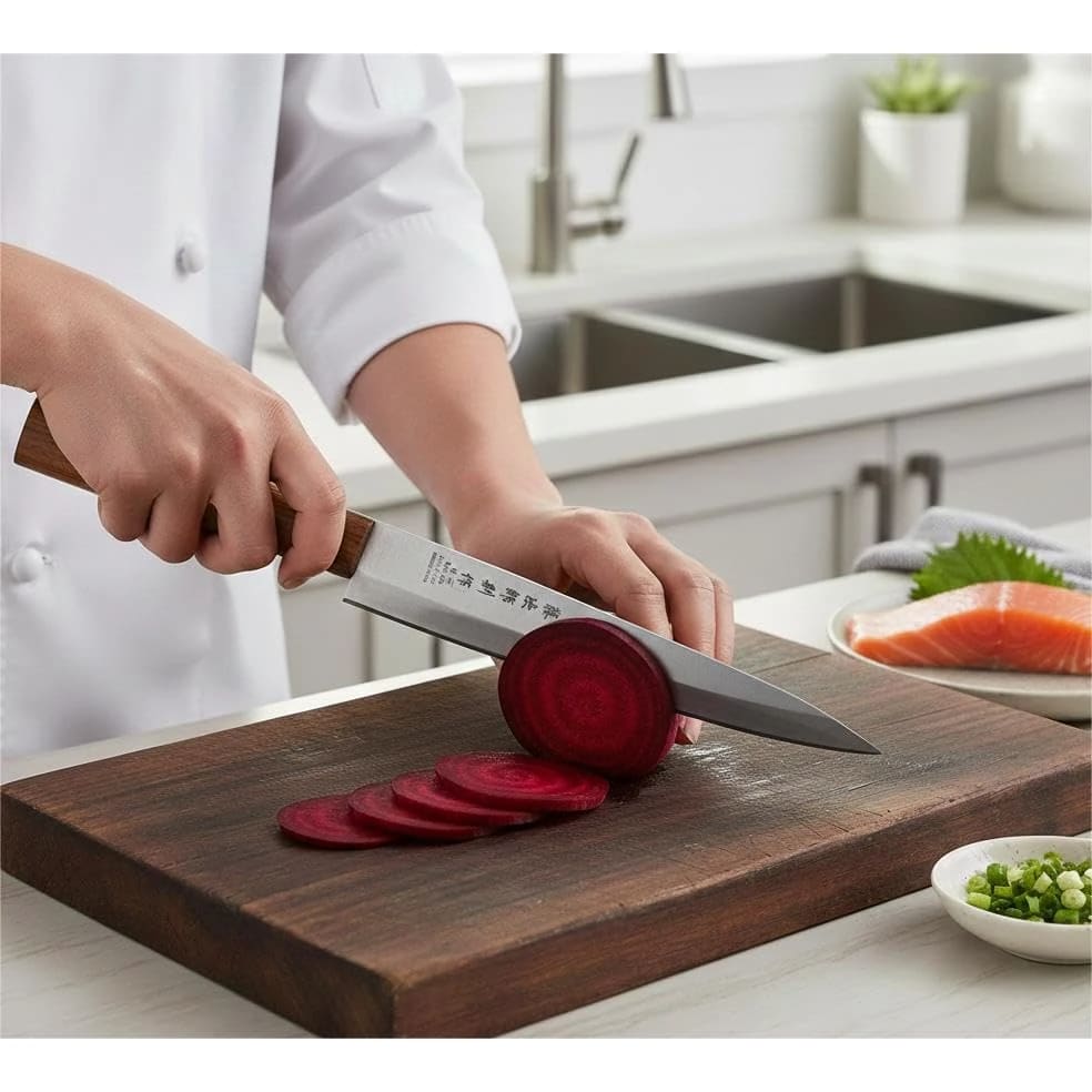 Wooden Handle Japanese Steel Sushi Knife with Cover — view 7