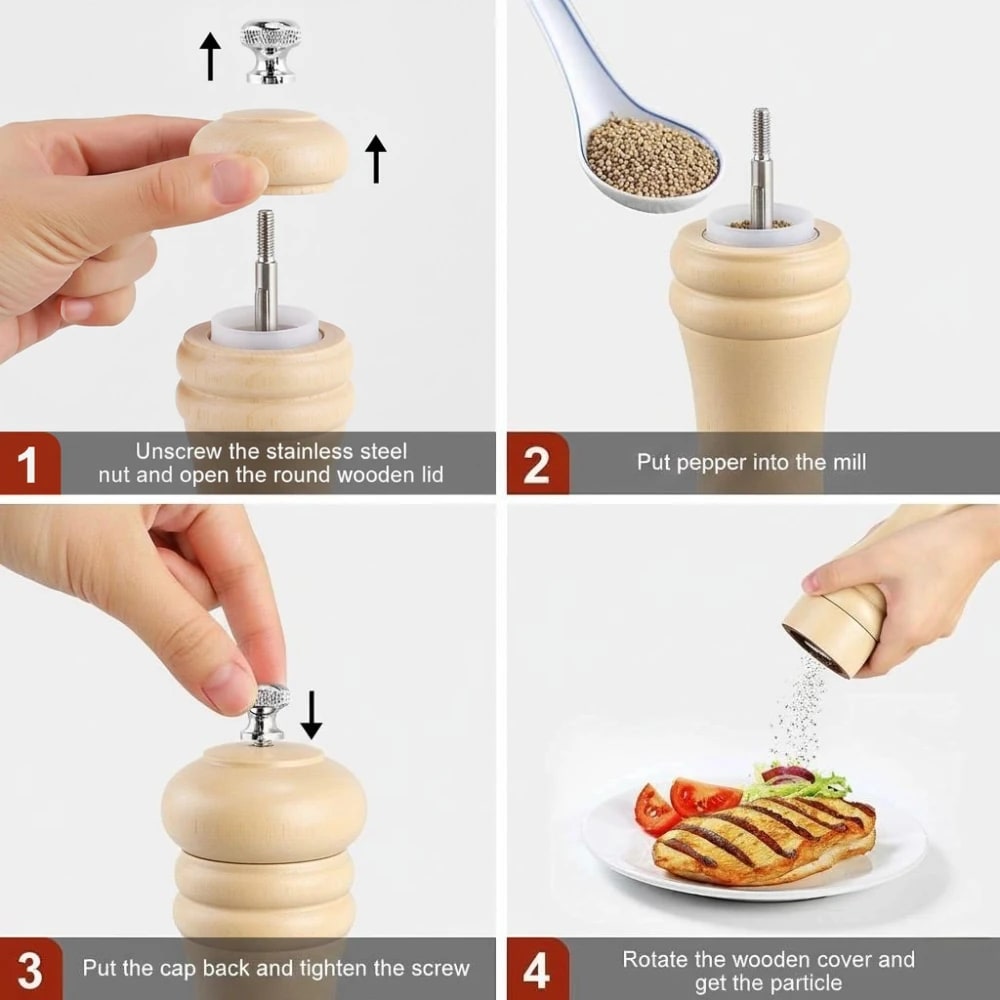 Wooden Pepper Mill - Cream — view 6