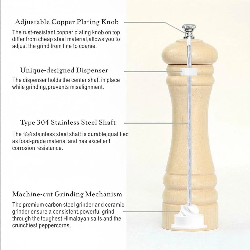 Wooden Pepper Mill - Cream — view 8