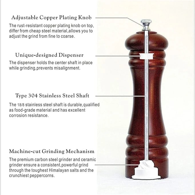 Wooden Pepper Mill - Walnut Brown — view 8