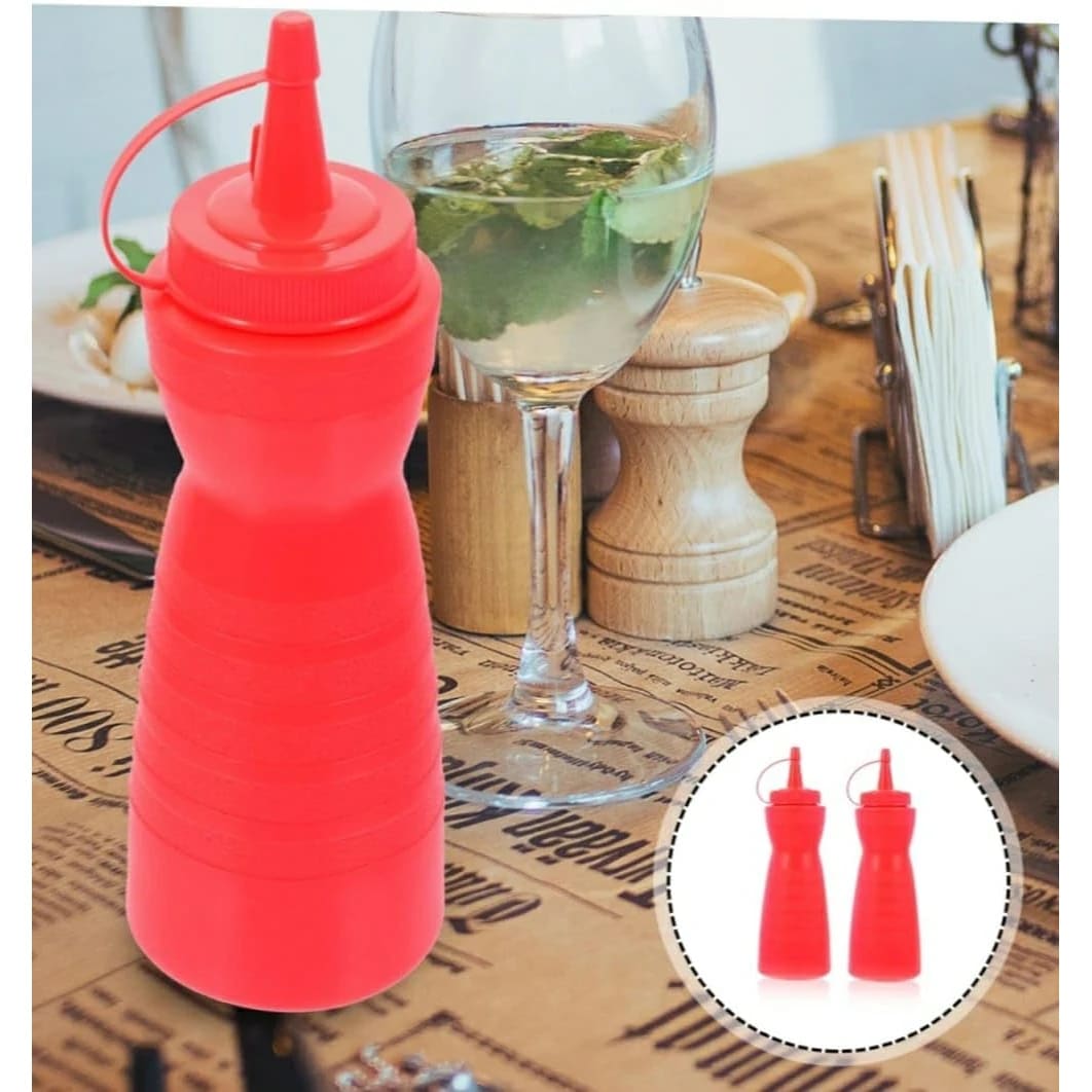Plastic Curved Sauce Bottle with Top Cap 350ml — view 5