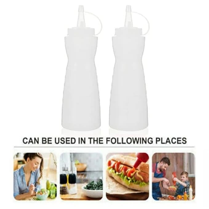 Plastic Curved Sauce Bottle with Top Cap 350ml — view 3