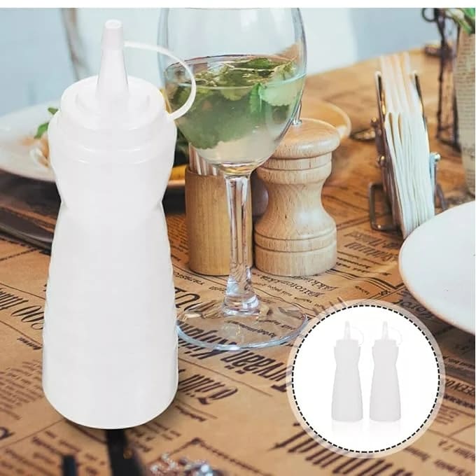 Plastic Curved Sauce Bottle with Top Cap 350ml — view 5