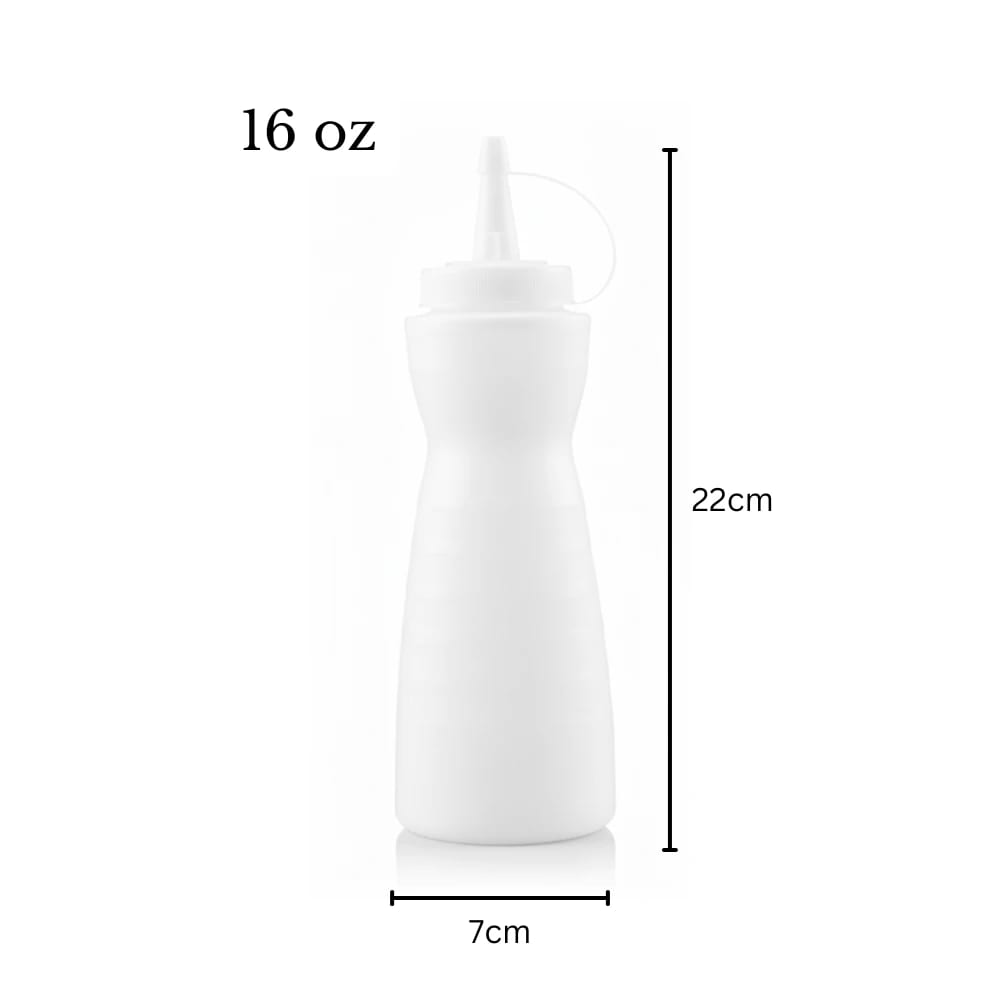 Plastic Curved Sauce Bottle with Top Cap 475ml — view 2