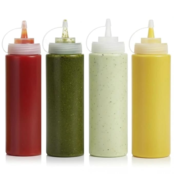 Plastic Straight Sauce Bottle White — view 7