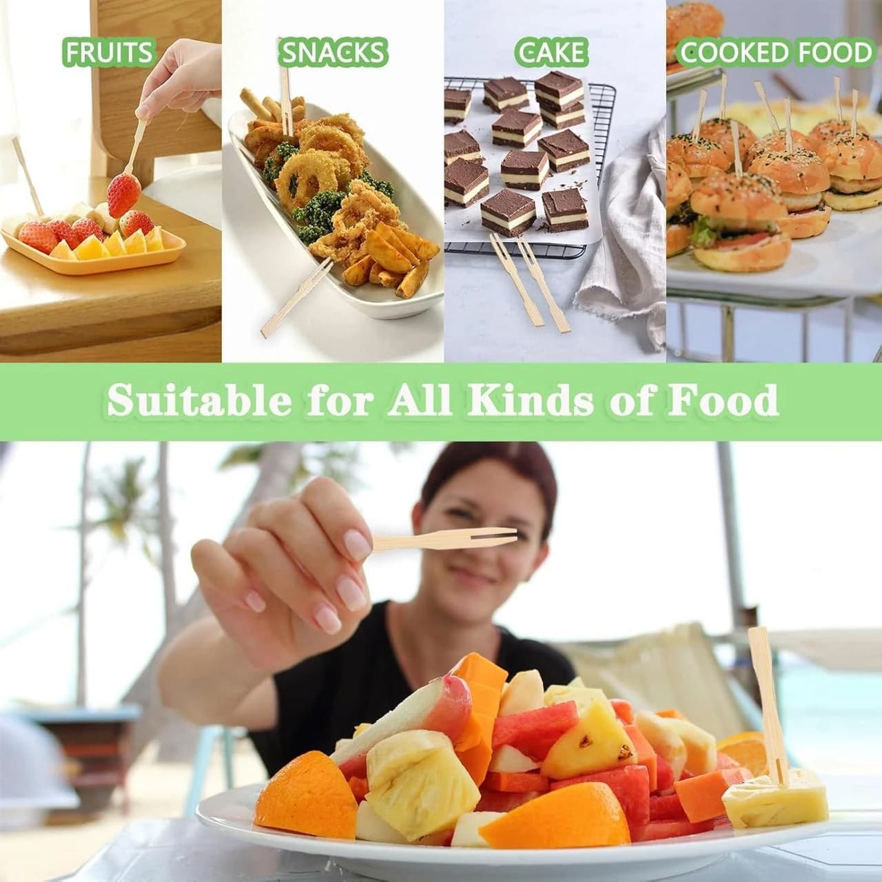 Wooden Fruit Fork - Length: 4" | Quantity ~ 50pp — view 3