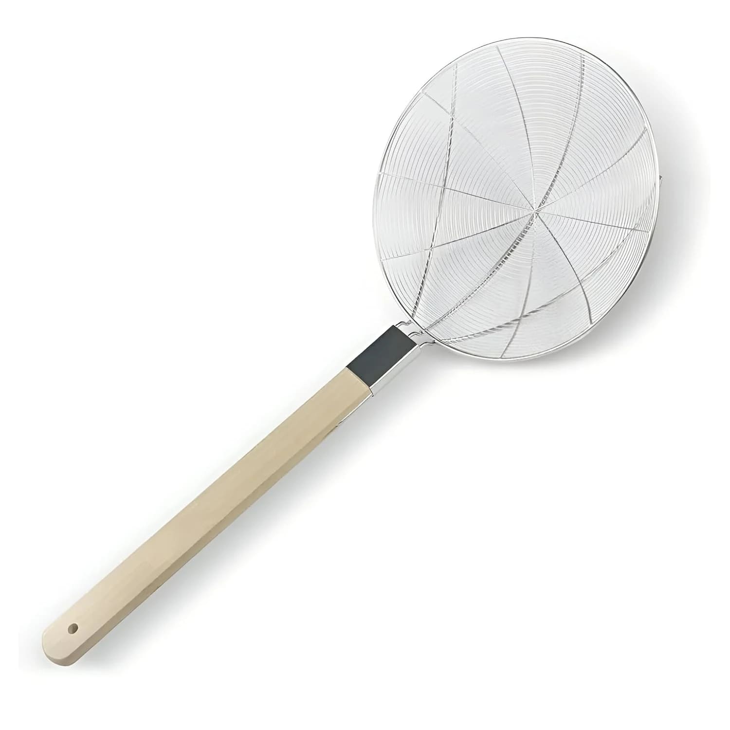 Wooden Flat Handle Heavy SS Noodle Strainer