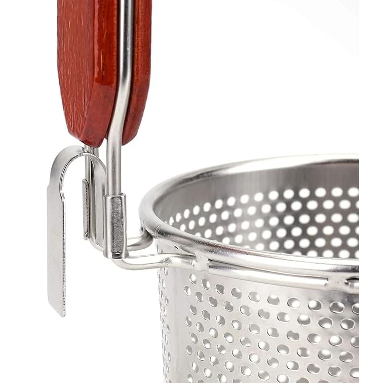 Wooden Handle SS Cylindrical Pasta Boiler/Strainer - 20cm — view 7