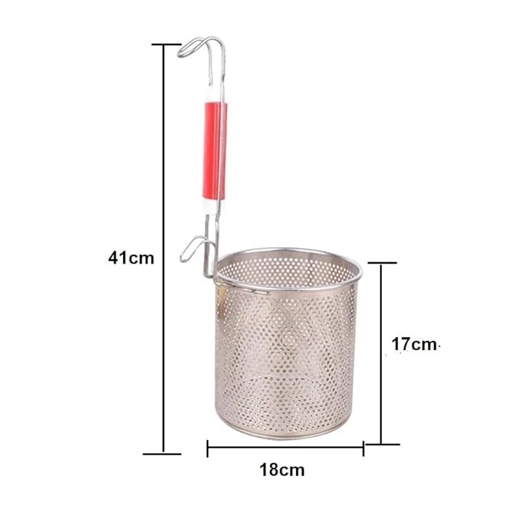 Wooden Handle SS Cylindrical Pasta Boiler/Strainer — view 2