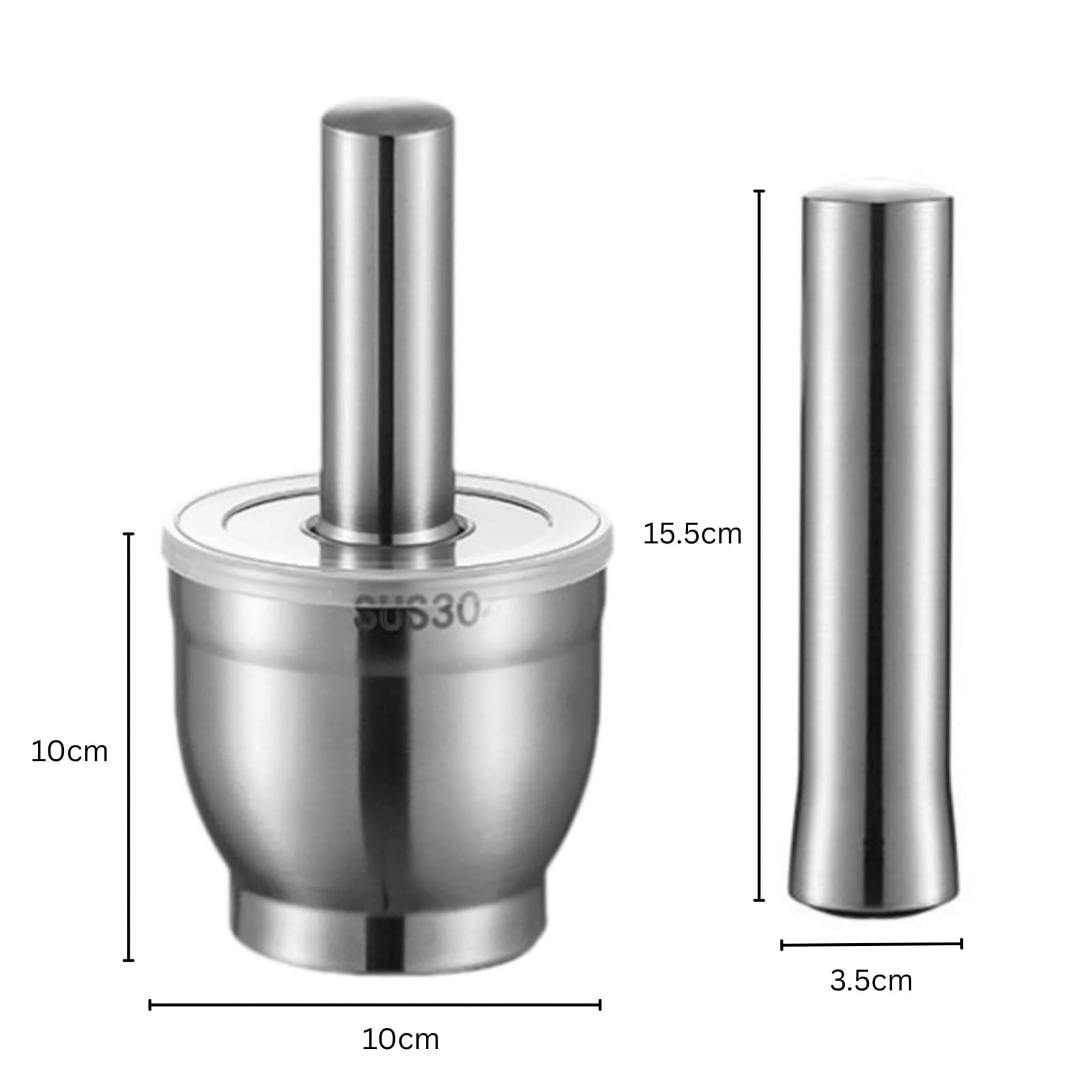 SS Ingredient Masher / Powder Maker Set with Transparent Plastic Lid — view 2