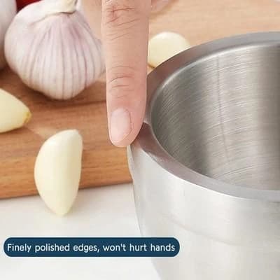 SS Ingredient Masher / Powder Maker Set with Transparent Plastic Lid — view 4
