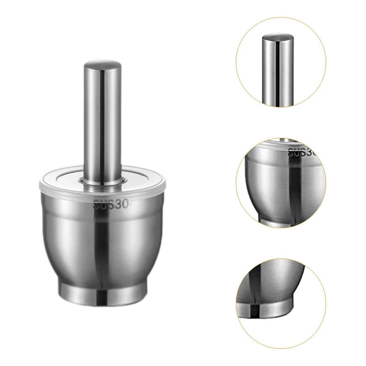 SS Ingredient Masher / Powder Maker Set with Transparent Plastic Lid — view 9
