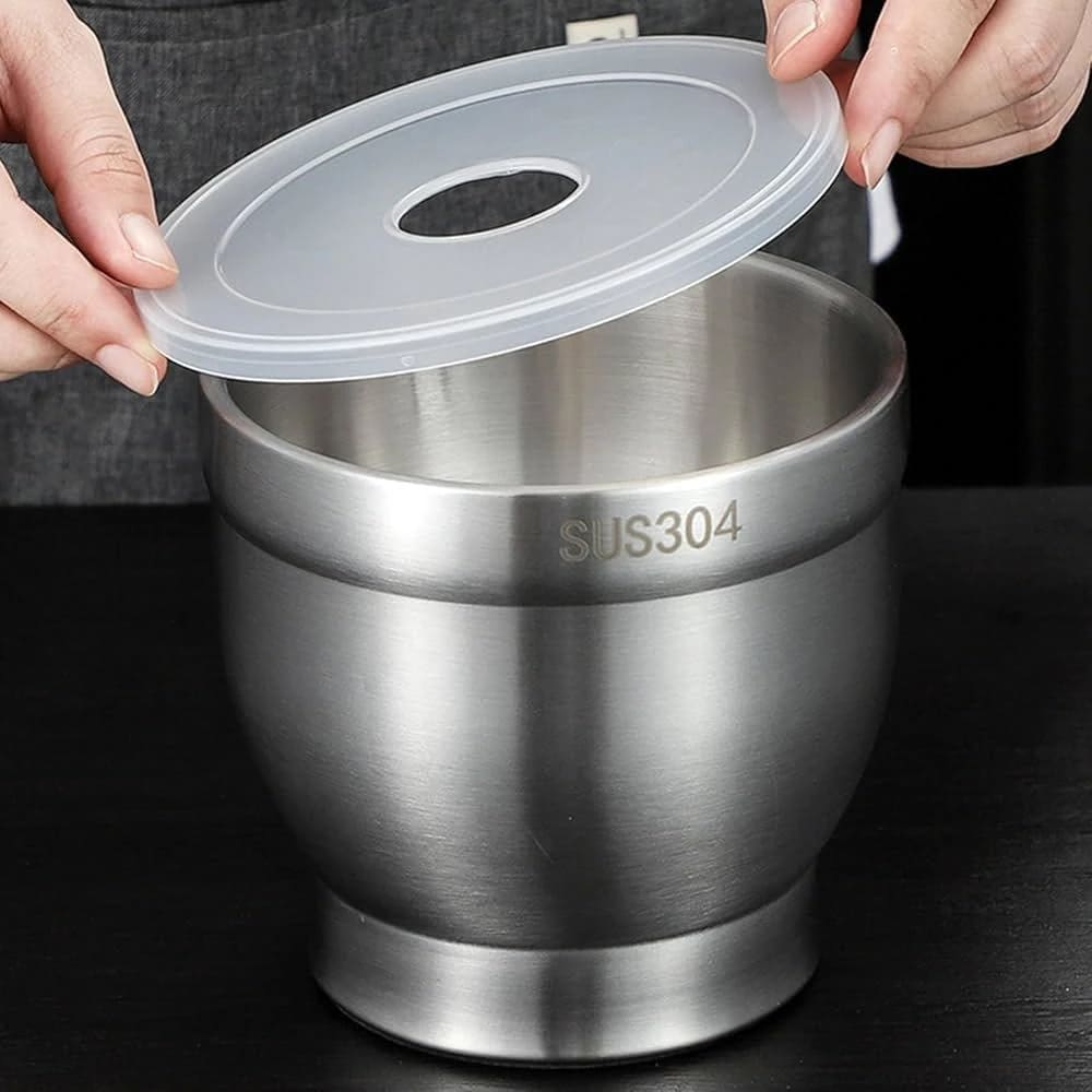 SS Ingredient Masher / Powder Maker Set with Transparent Plastic Lid — view 10