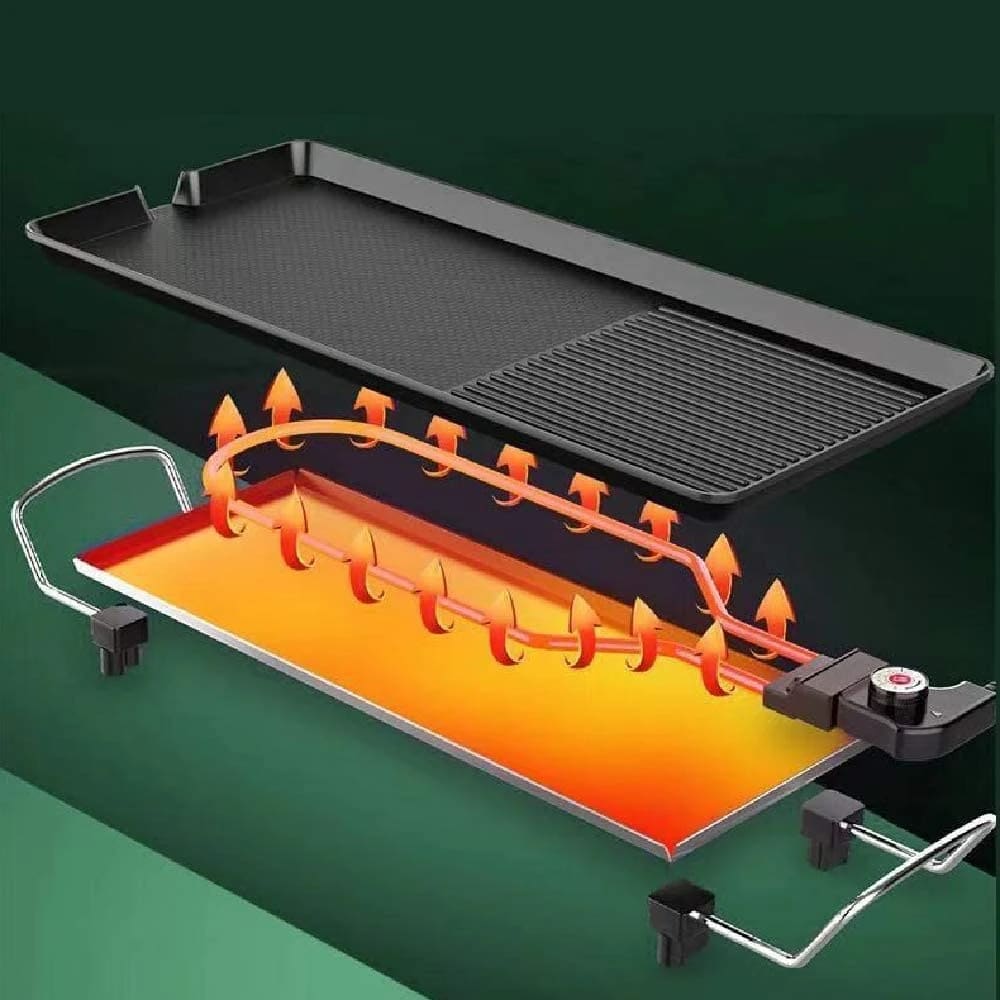 Electric Rectangle Barbeque Grill Tawa Plate — view 6