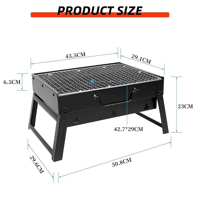 MS Portable Rectangle Shaped Barbeque Grill — view 2