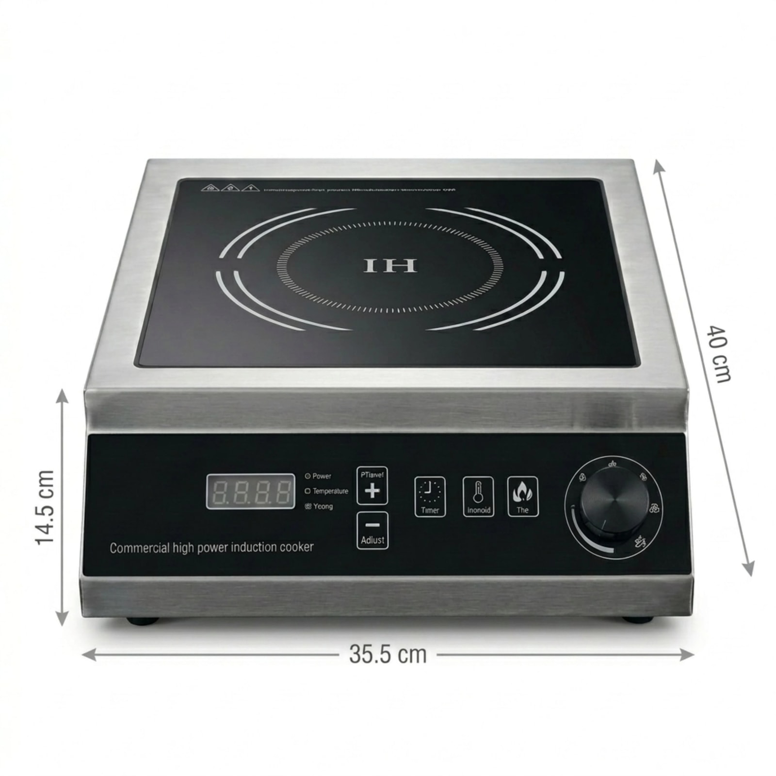 Full SS Commercial Induction - WLX1A | 3500W | Square | Flat Base | Switch + Knob Model — view 3
