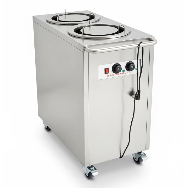 Electric Square Shaped SS Plate Warmer with Temp Controller & Wheel Lock Function - Double (Capacity: 100 plates/batch | Max Plate Size: 30.5cm Diameter)