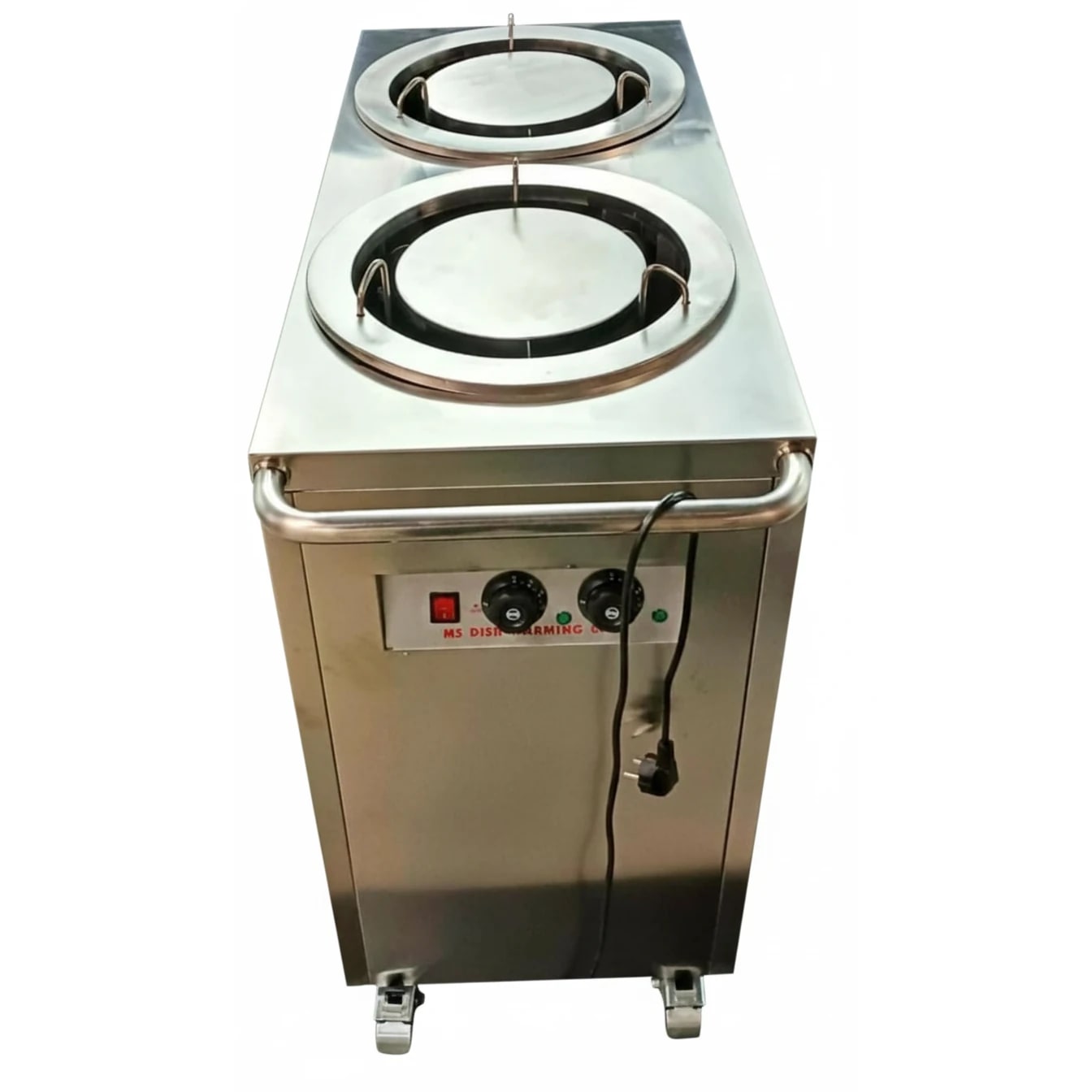 Electric Square Shaped SS Plate Warmer with Temp Controller & Wheel Lock Function - Double (Capacity: 100 plates/batch | Max Plate Size: 30.5cm Diameter) — view 3
