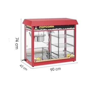 Electric Popcorn Machine with Side Compartments & Toughened Glass - MS Red Body — view 2
