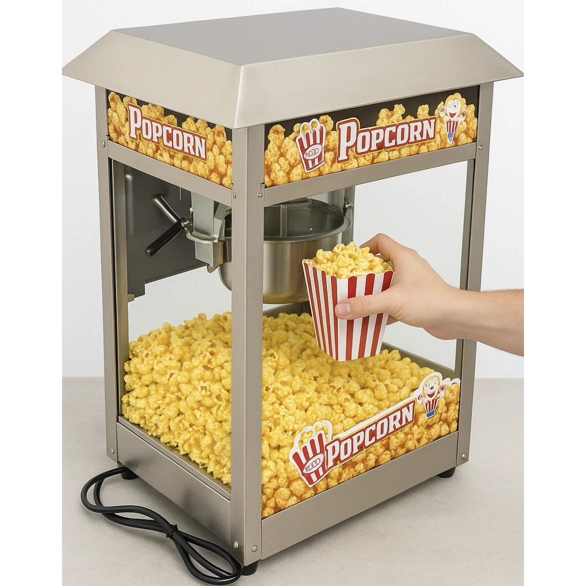 Electric Popcorn Machine with Toughened Glass - SS Body — view 3